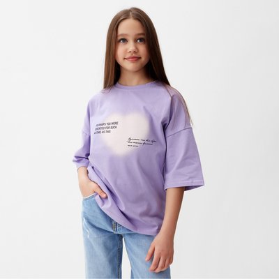 Футболка для девочки MINAKU: Exclusive print, цвет лавандовый, рост 104 см