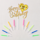 Набор топперов «С днём рождения» пчёлка, набор свечей 10 шт. - Фото 1