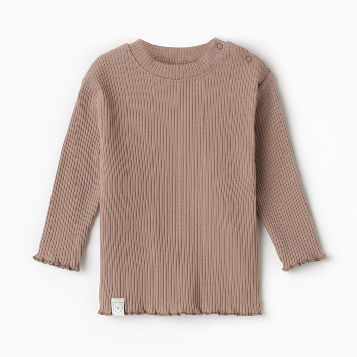 Футболка с длинным рукавом Крошка Я Olives, рост 68-74 см, коричневая - Фото 1