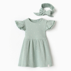 Комплект (платье и повязка) Крошка Я Olives, р. 62-68, оливковый - фото 307134650