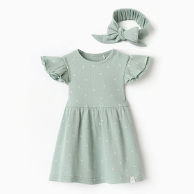 Комплект (платье и повязка) Крошка Я Olives, р. 74-80, оливковый