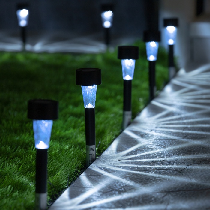 Набор садовых светильников на солнечной батарее «Трапеция», 4.5 × 30 × 4.5 см, 1 LED, свечение белое, 10 шт.
