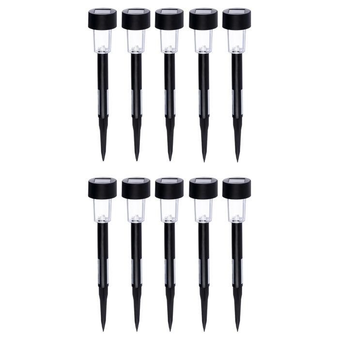 Набор садовых светильников «Цилиндр», уличных, на солнечной батарее, 4.5×30×4.5 см, 1 LED, свечение белое, 10 шт.