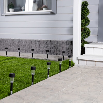 Набор садовых светильников «Цилиндр», уличных, на солнечной батарее, 4.5×30×4.5 см, 1 LED, свечение белое, 10 шт.