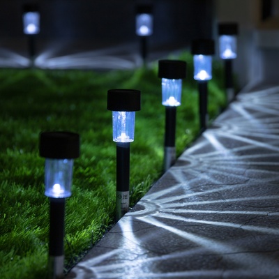 Набор садовых светильников «Цилиндр», уличных, на солнечной батарее, 4.5×30×4.5 см, 1 LED, свечение белое, 10 шт.