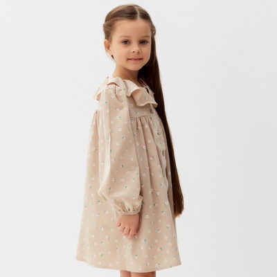 Платье для девочки KAFTAN: Summer cotton с воротником, бежевое, рост 98-104 см