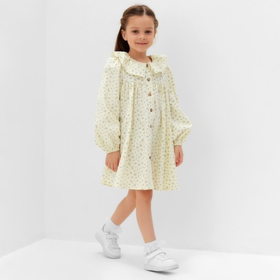 Платье для девочки KAFTAN: Summer cotton на пуговицах, цвет молочный, рост 98-104 см