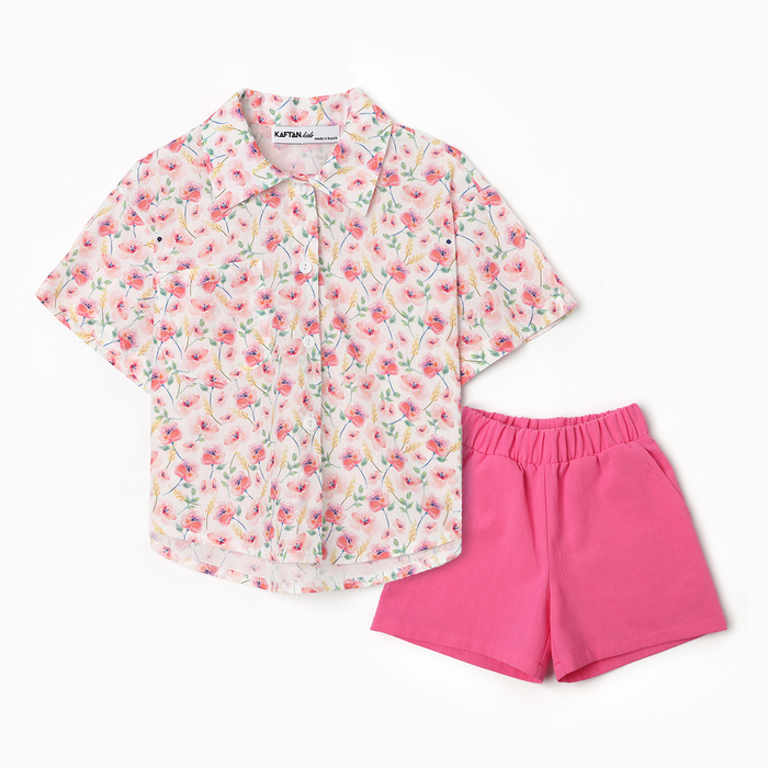 Костюм для девочки (рубашка и шорты) KAFTAN, р.30 (98-104), розовый