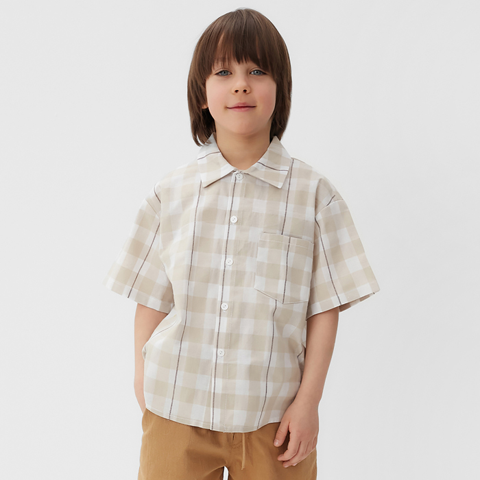Рубашка для мальчика KAFTAN "Клетка", размер 30 (98-104)