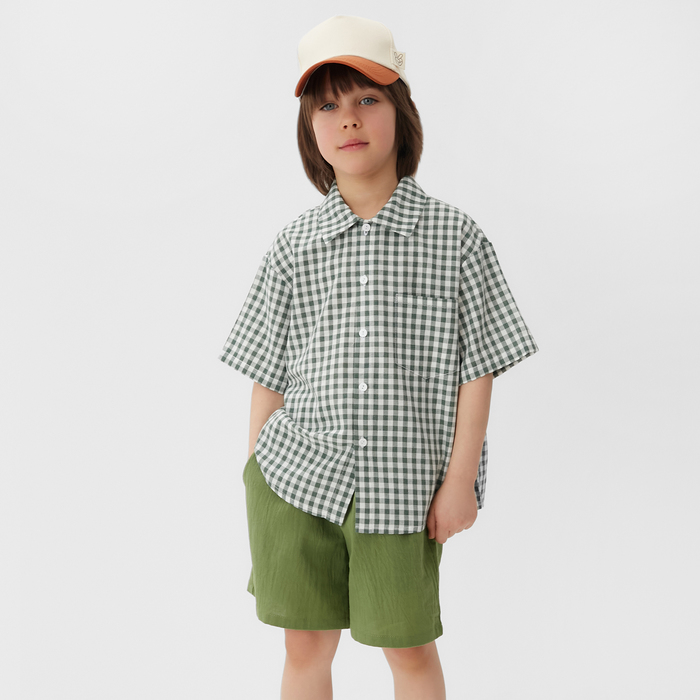 Костюм для мальчика (рубашка и шорты) KAFTAN, р.30 (98-104), зеленый