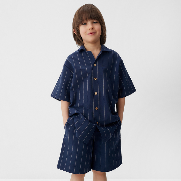 Костюм для мальчика (рубашка, шорты) KAFTAN, р.30 (98-104), синий - Фото 1