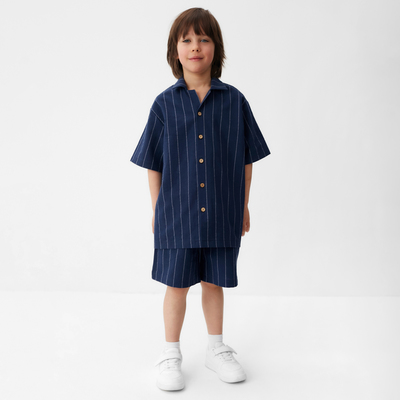 Костюм для мальчика (рубашка, шорты) KAFTAN, синий, размер 30 (98-104 см)