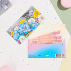Конвер для денег "Универсальный" тиснение, голубой цветок, 16,5х8,5 см - фото 298827727