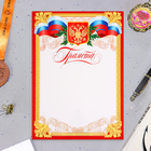 Грамота "Символика РФ" красная рамка, бумага, А4 - фото 321207030