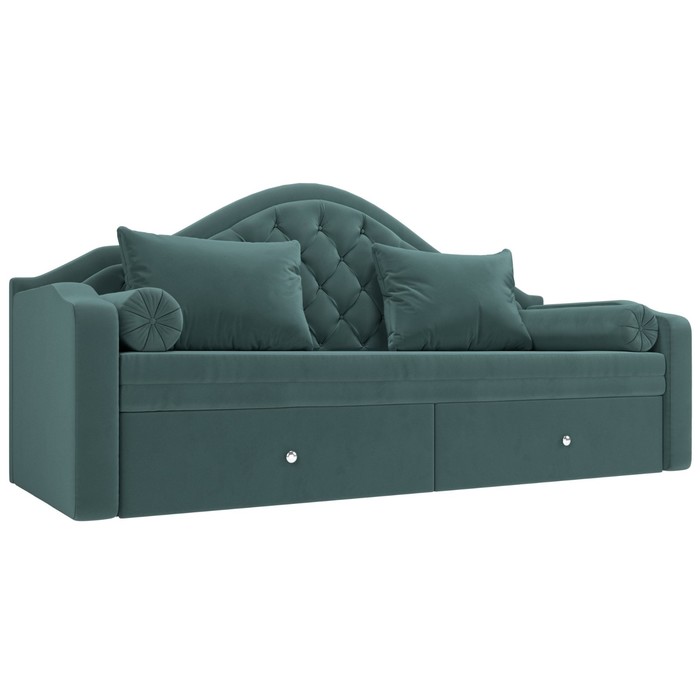 Диван детский «Сойер», механизм выкатной, велюр, цвет бирюзовый