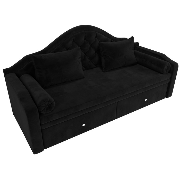 Детский диван «Сойер», механизм выкатной, велюр, цвет чёрный - фото 1906650582