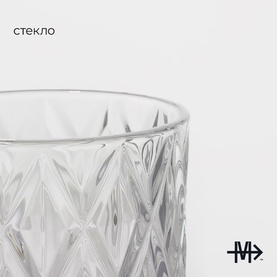 Стаканы Magistro «Богема. Ромбы», 310 мл, 8.3×9 см, набор 6 шт., вращающиеся, стекло, прозрачные