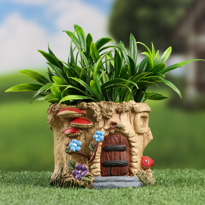 Декоративное кашпо для цветов «Домик феи», 10×9×9 см, керамическое