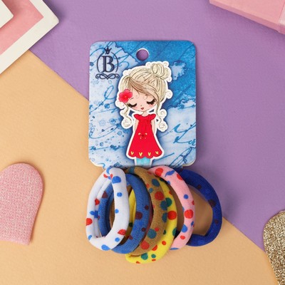 Резинки для волос Выбражулька «Куколка», набор 6 шт., нежная, 4 см