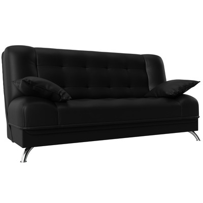 Прямой диван «Анна», механизм книжка, экокожа, цвет чёрный