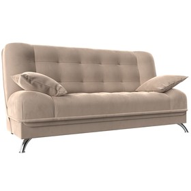 Прямой диван «Анна», механизм книжка, велюр, цвет бежевый