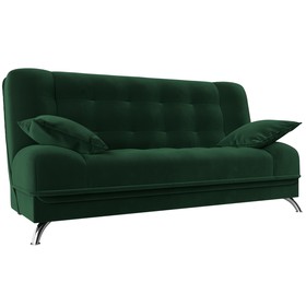Прямой диван «Анна», механизм книжка, велюр, цвет зелёный