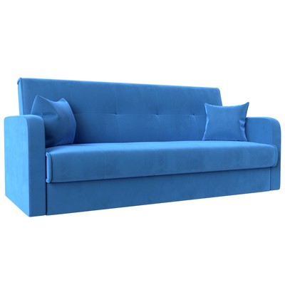 Прямой диван «Надежда», механизм книжка, велюр, цвет голубой
