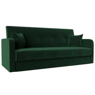 Прямой диван «Надежда», механизм книжка, велюр, цвет зелёный
