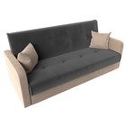 Прямой диван «Надежда», механизм книжка, велюр, цвет серый / бежевый - Фото 5