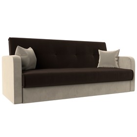 Прямой диван «Надежда», механизм книжка, микровельвет, цвет коричневый / бежевый