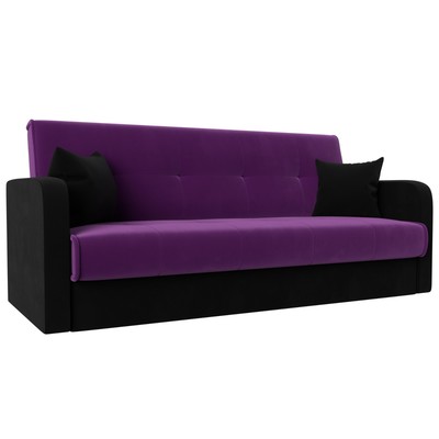Прямой диван «Надежда», механизм книжка, микровельвет, цвет фиолетовый / чёрный