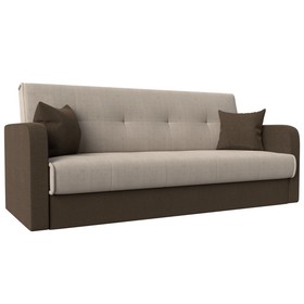 Прямой диван «Надежда», механизм книжка, рогожка, цвет бежевый / коричневый