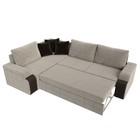 Угловой диван «Николь», левый, механизм дельфин, микровельвет/экокожа, бежевый/коричневый - Фото 4