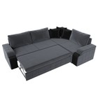 Угловой диван «Николь», правый, механизм дельфин, велюр / экокожа, цвет серый / чёрный - Фото 4