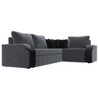Угловой диван «Николь», правый, механизм дельфин, велюр / экокожа, цвет серый / чёрный - Фото 7