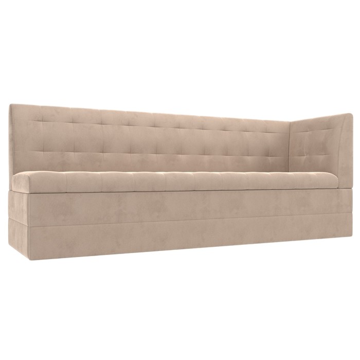 Кухонный диван «Бриз с углом справа», механизм дельфин, велюр, цвет бежевый - Фото 1