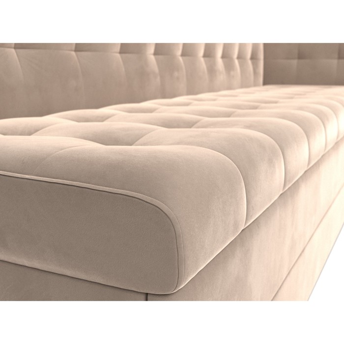 Кухонный диван «Бриз с углом справа», механизм дельфин, велюр, цвет бежевый - фото 1908095014