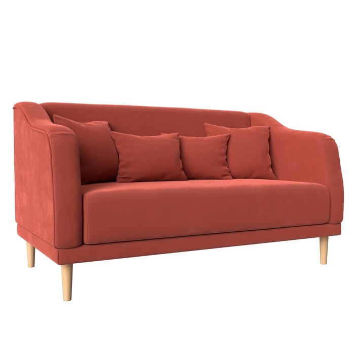 Кухонный диван «Киото», без механизма, микровельвет, цвет коралловый