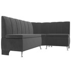 Кухонный диван «Кантри», правый угол, без механизма, велюр, цвет серый - Фото 3