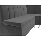 Кухонный диван «Кантри», правый угол, без механизма, велюр, цвет серый - Фото 4