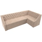 Кухонный диван «Мерлин», правый угол, механизм дельфин, велюр, цвет бежевый - Фото 5