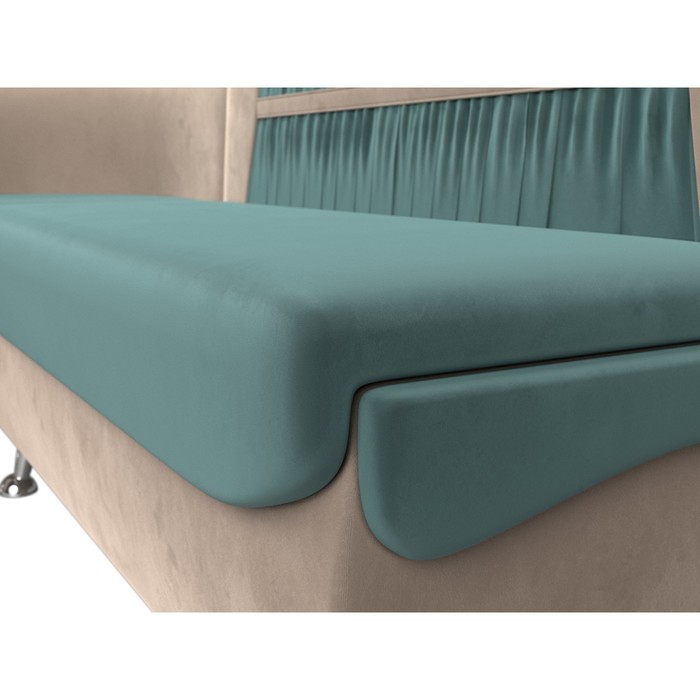 Кухонный диван «Сидней», левый угол, без механизма, велюр, цвет бирюзовый / бежевый - фото 1908095259