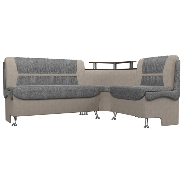 Кухонный диван «Сидней», правый угол, без механизма, рогожка, цвет серый / бежевый