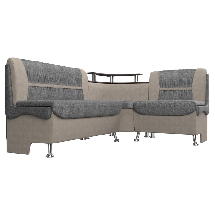 Кухонный диван «Сидней», правый угол, без механизма, рогожка, цвет серый / бежевый - фото 1908095291
