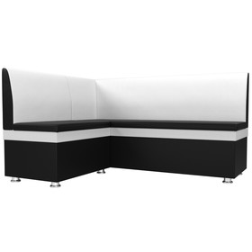 Кухонный диван «Уют», левый угол, без механизма, экокожа, цвет чёрный / белый