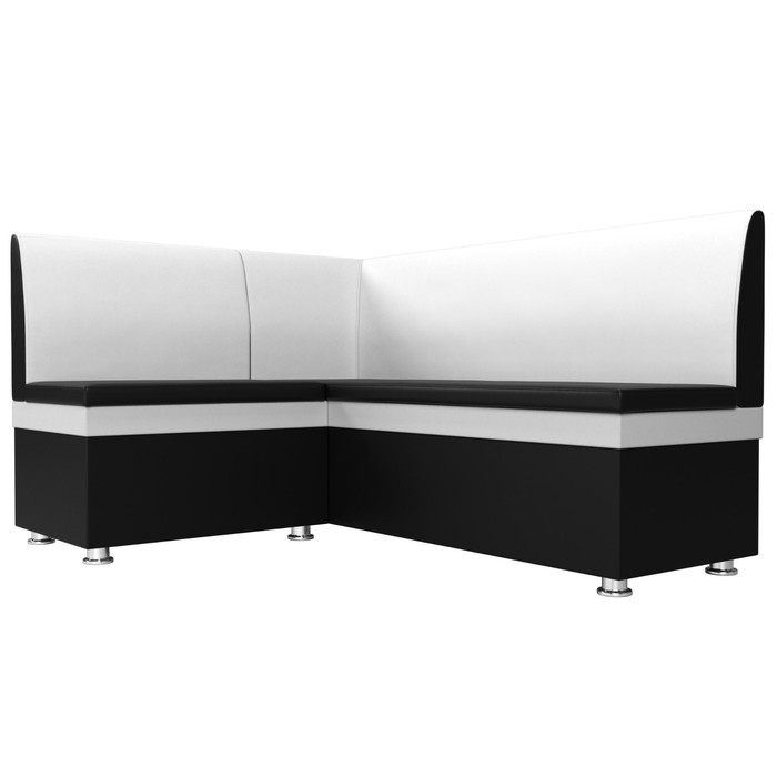 Кухонный диван «Уют», левый угол, без механизма, экокожа, цвет чёрный / белый - фото 1908095309
