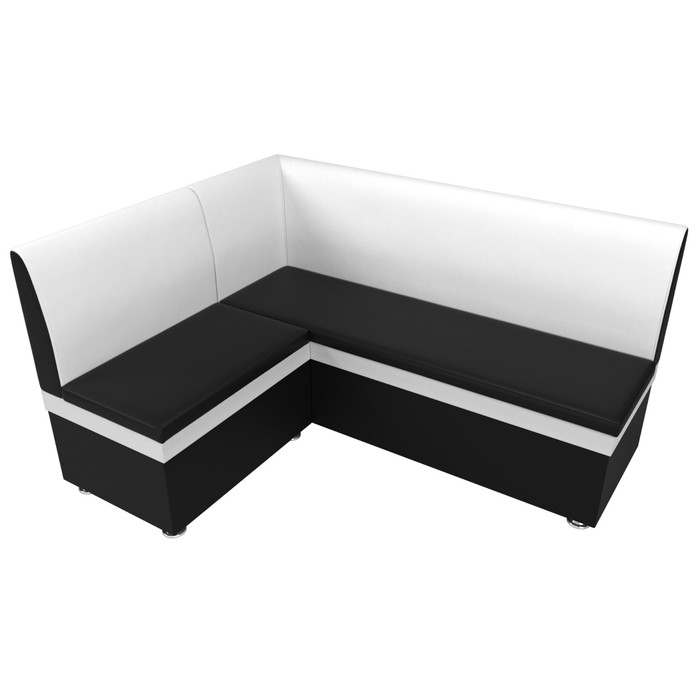 Кухонный диван «Уют», левый угол, без механизма, экокожа, цвет чёрный / белый - фото 1927075135