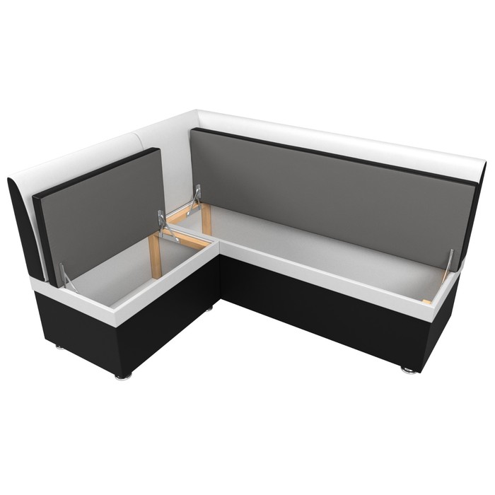 Кухонный диван «Уют», левый угол, без механизма, экокожа, цвет чёрный / белый - фото 1908095312
