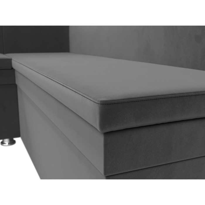 Кухонный диван «Уют», левый угол, без механизма, велюр, цвет серый - фото 1908095318