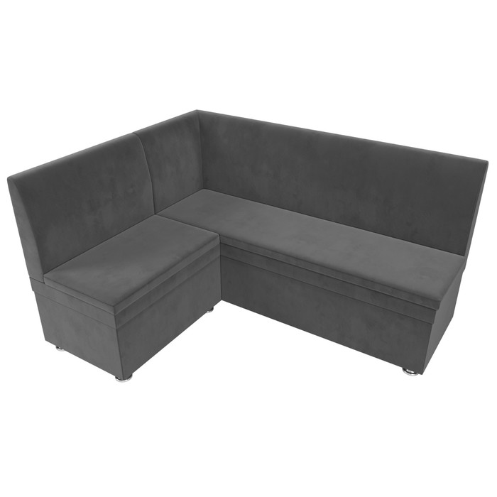 Кухонный диван «Уют», левый угол, без механизма, велюр, цвет серый - фото 1908095319